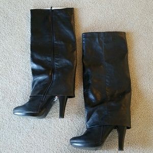 Nicole by Nicole Miller Black Leather Boots